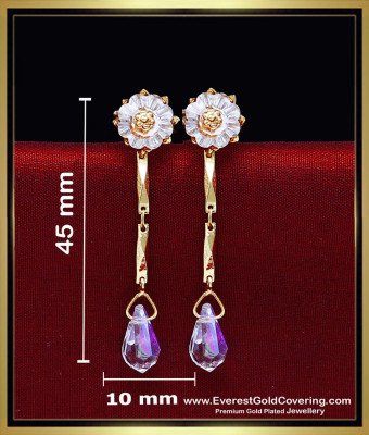 ERG2441 - Elegant White Stone Long Chain Titanic Kammal Design