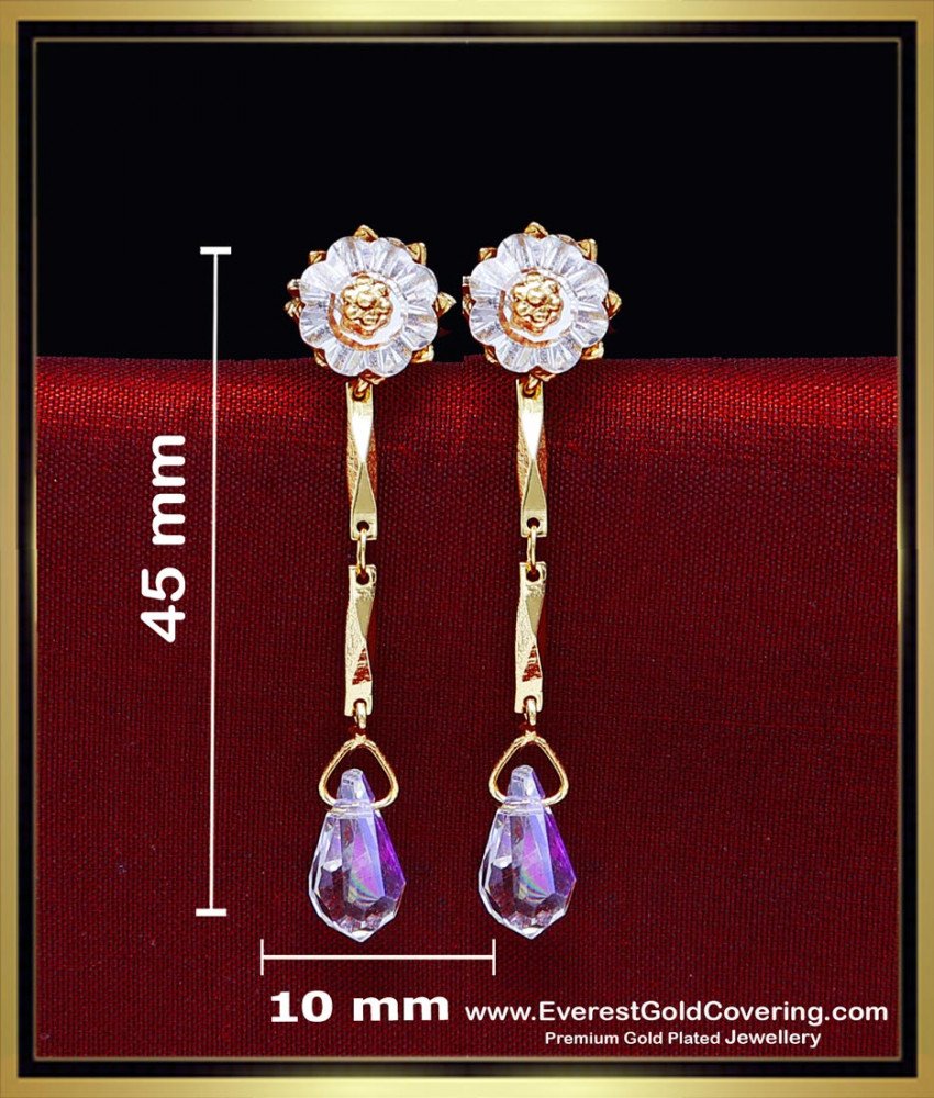 ERG2441 - Elegant White Stone Long Chain Titanic Kammal Design