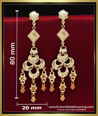 ERG2443 - Unique 2 Gram Gold Long Earrings Designs for Women