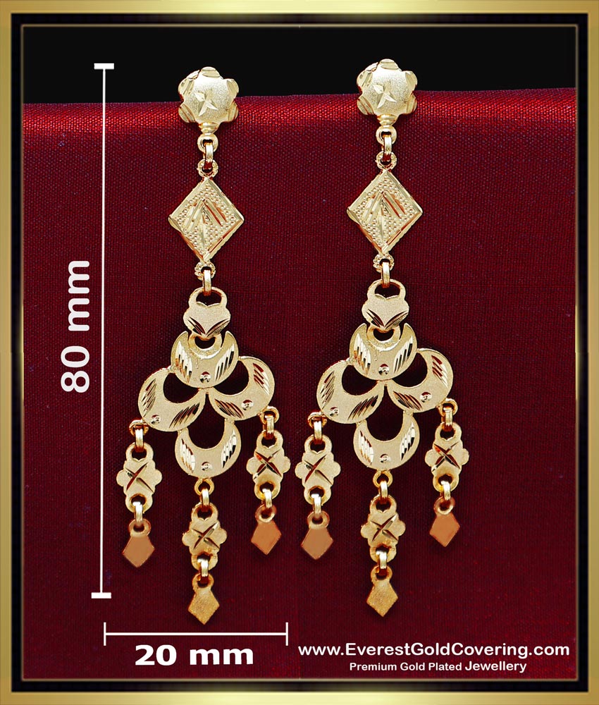 ERG2443 - Unique 2 Gram Gold Long Earrings Designs for Women