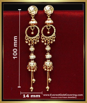ERG2446 - Elegant Daily Wear Long 2 Gram Gold Earrings New Design