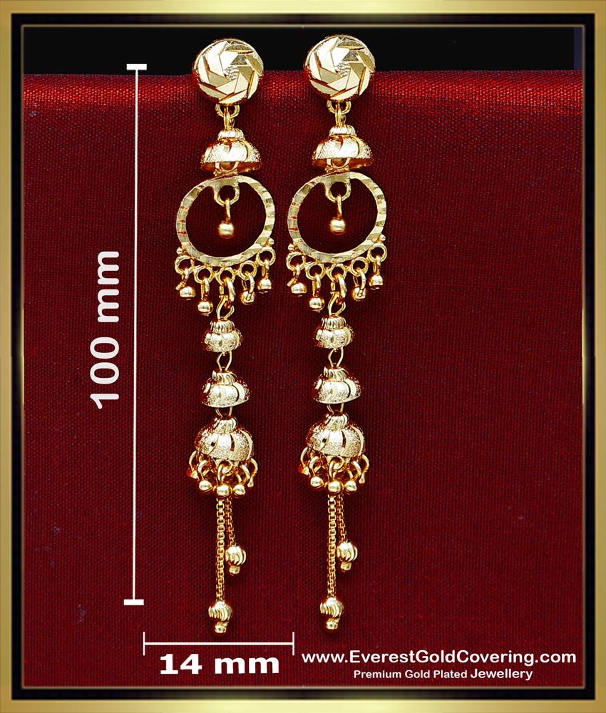 ERG2446 - Elegant Daily Wear Long 2 Gram Gold Earrings New Design