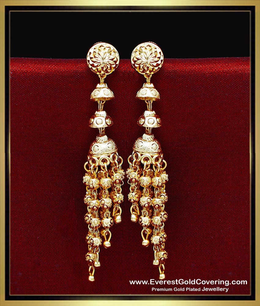 ERG2448 - Real Gold Model Gold Beads Long 2 Gram Gold Earrings