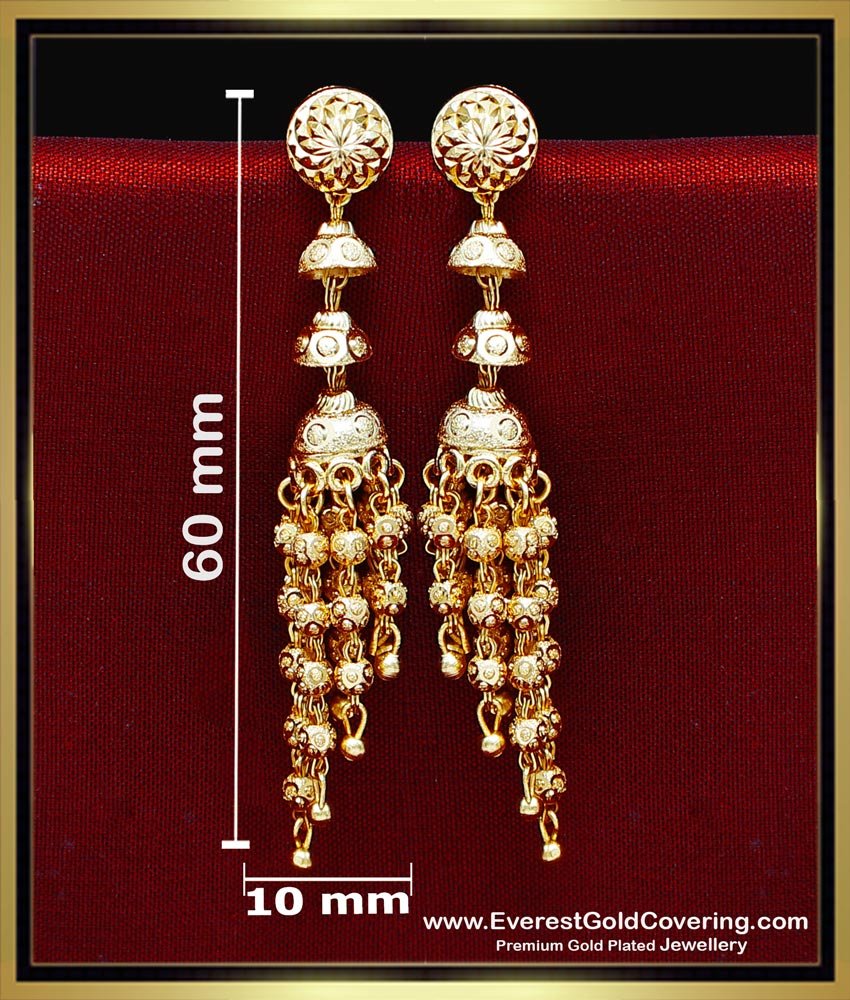 ERG2448 - Real Gold Model Gold Beads Long 2 Gram Gold Earrings