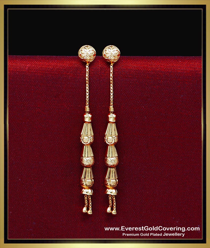 ERG2449 - Gold Model Simple Long Daily Use 2 Gram Gold Earrings
