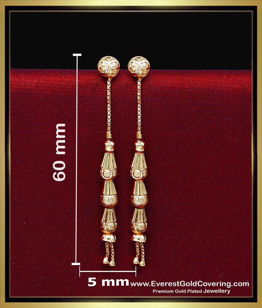 ERG2449 - Gold Model Simple Long Daily Use 2 Gram Gold Earrings