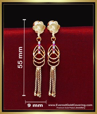 ERG2450 - Elegant Simple White and Ruby 2 Gram Gold Earrings