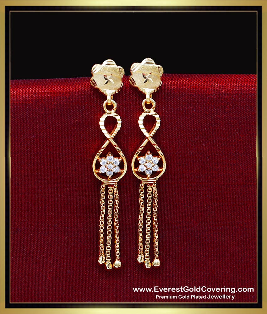 ERG2451 - Attractive White Stone 2 Gram Gold Earrings Daily Use