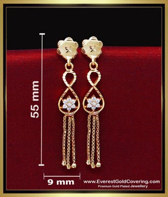 ERG2451 - Attractive White Stone 2 Gram Gold Earrings Daily Use