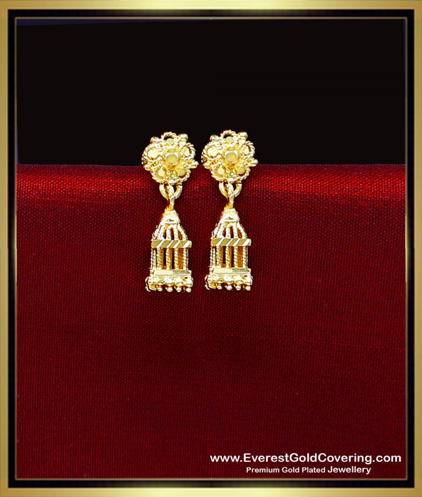 ERG2455 - 2 Gram Gold Plated Daily Wear Small Bird Cage Earrings