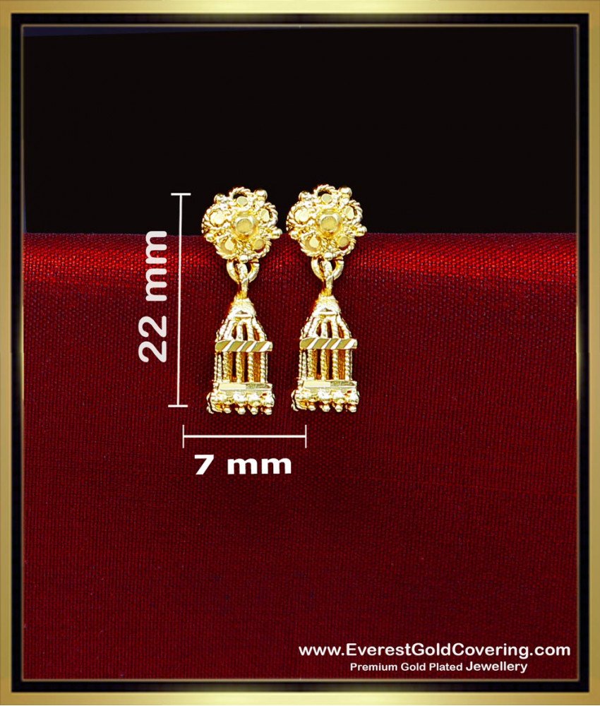 ERG2455 - 2 Gram Gold Plated Daily Wear Small Bird Cage Earrings