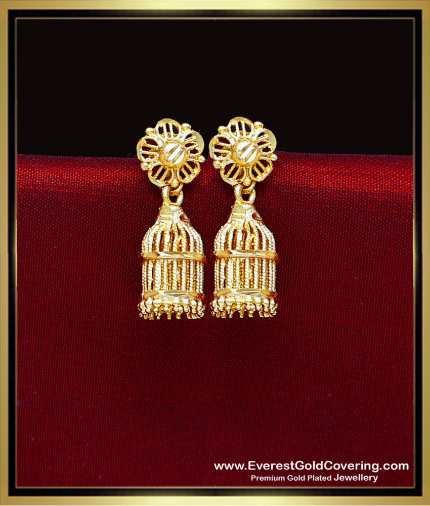 ERG2456 - 2 Gram Gold Earrings Models Vintage Birdcage Jhumkas