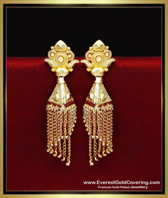 ERG2460 - Latest Chain Model 2 Gram Gold Jhumka Earrings Design