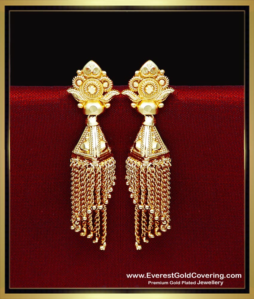 ERG2460 - Latest Chain Model 2 Gram Gold Jhumka Earrings Design
