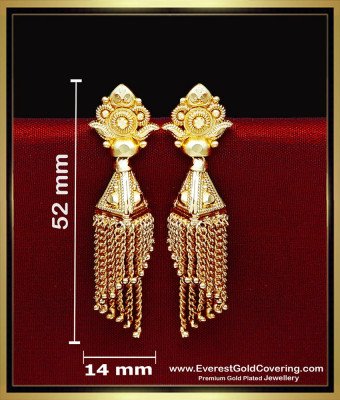 ERG2460 - Latest Chain Model 2 Gram Gold Jhumka Earrings Design