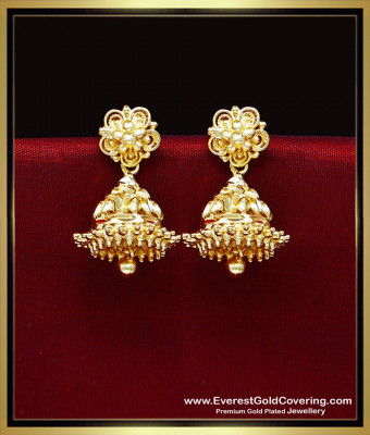 ERG2462 – Real Gold Pattern 2 Gram Gold Earrings Jhumkas Set