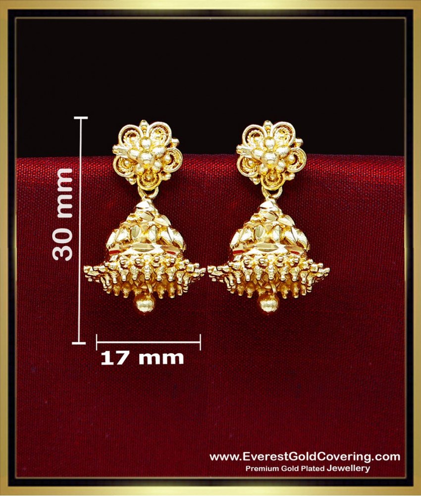 ERG2462 – Real Gold Pattern 2 Gram Gold Earrings Jhumkas Set