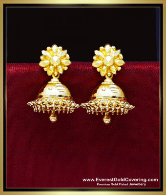 ERG2463 - South Indian Gold Jhumkas Designs 2 Gram Gold Jewelry