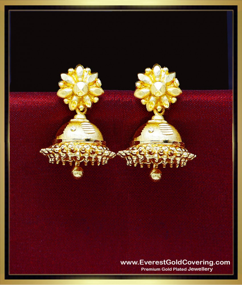 ERG2463 - South Indian Gold Jhumkas Designs 2 Gram Gold Jewelry