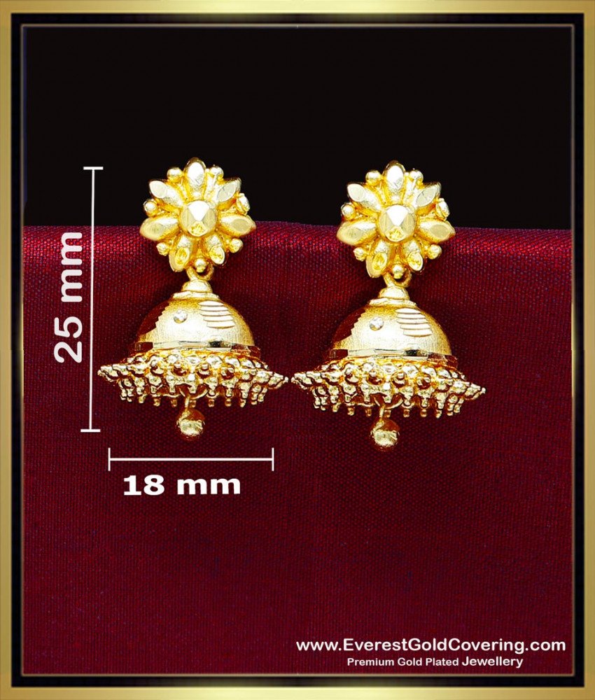 ERG2463 - South Indian Gold Jhumkas Designs 2 Gram Gold Jewelry