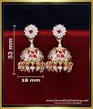 ERG2469 - Premium Quality Impon White and Ruby Jhumka Earrings