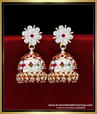ERG2470 - Impon Gold Pattern Bridal Wear Stone Jimikki Model