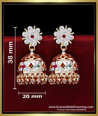 ERG2470 - Impon Gold Pattern Bridal Wear Stone Jimikki Model