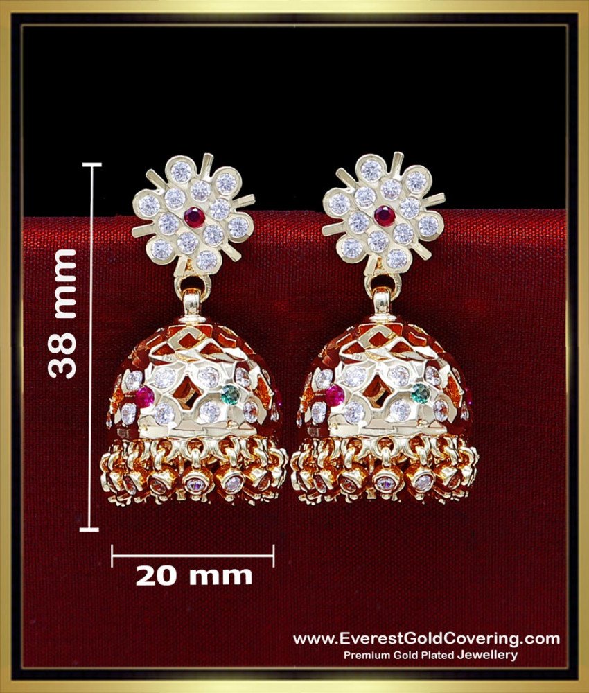 ERG2470 - Impon Gold Pattern Bridal Wear Stone Jimikki Model