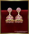 ERG2471 - Best Quality Impon Bridal Wear Ruby Stone Jhumka Earrings