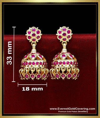 ERG2471 - Best Quality Impon Bridal Wear Ruby Stone Jhumka Earrings
