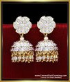 ERG2473 - Bridal Wear Gold Earring Model Impon White Stone Jhumkas