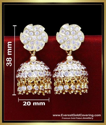 ERG2473 - Bridal Wear Gold Earring Model Impon White Stone Jhumkas