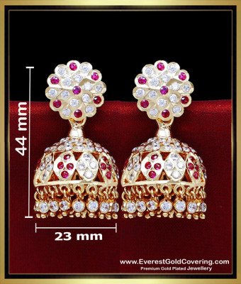 ERG2474 - Real Gold Design Impon Stone Heavy Jhumka for Wedding