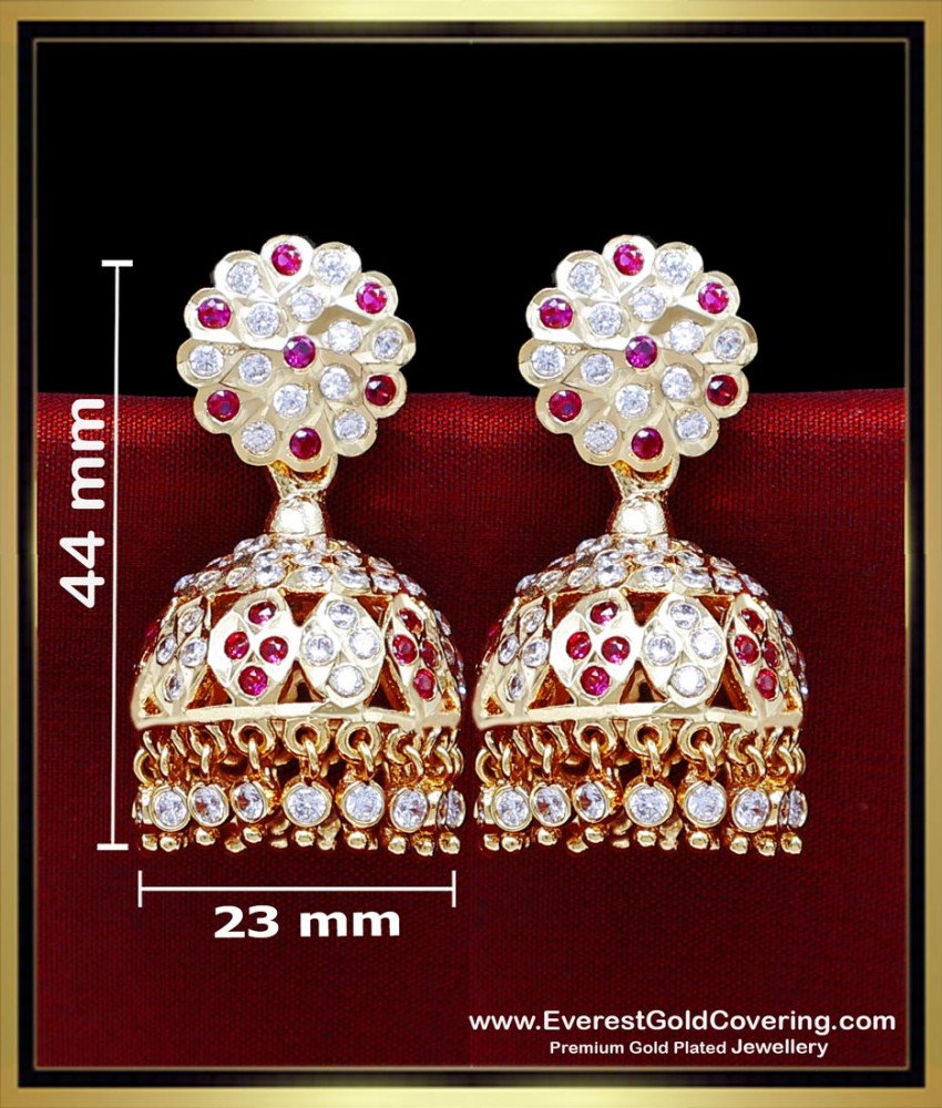 ERG2474 - Real Gold Design Impon Stone Heavy Jhumka for Wedding