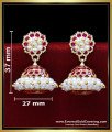 ERG2475 - First Quality Impon Ruby Stone with Pearl Jhumka Earrings
