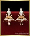 ERG2477 - Latest White and Ruby Stone Dancing Doll Jhumka Earrings