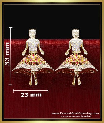 ERG2477 - Latest White and Ruby Stone Dancing Doll Jhumka Earrings