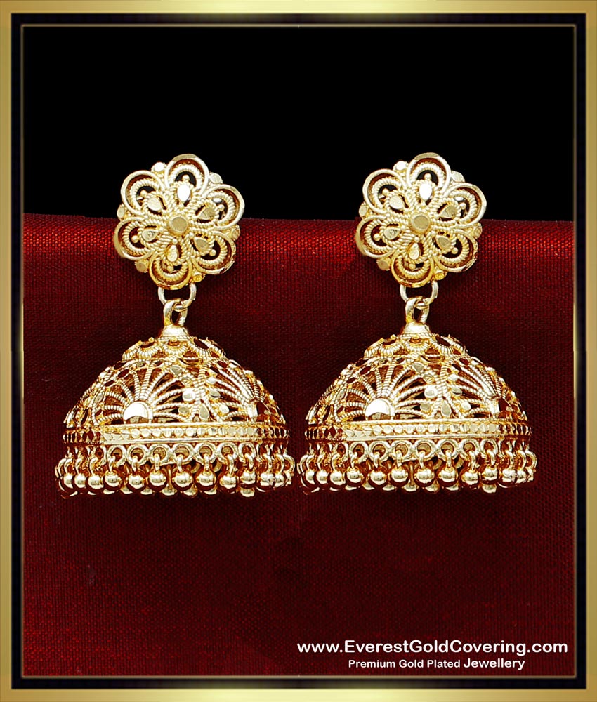 ERG2481 - South Indian Earrings Jhumka Design 2 Gram Gold Jewelry