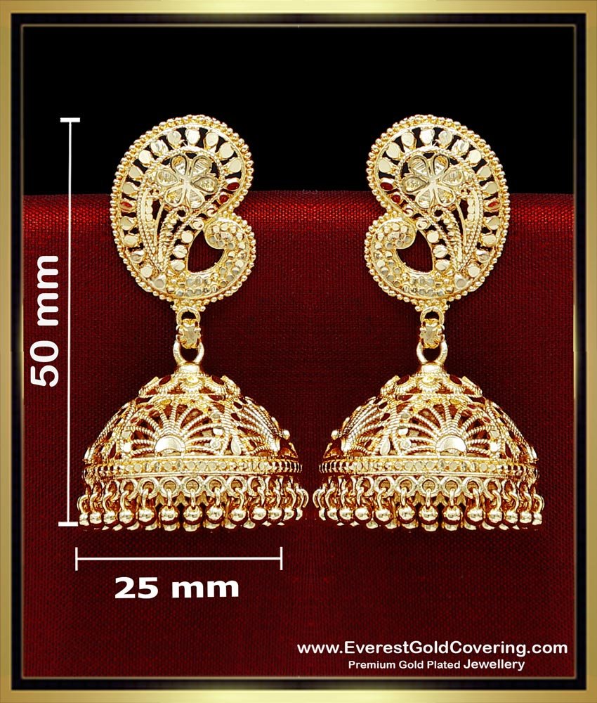ERG2486 - Latest Mango Design Big 2 Gram Gold Jhumka Designs