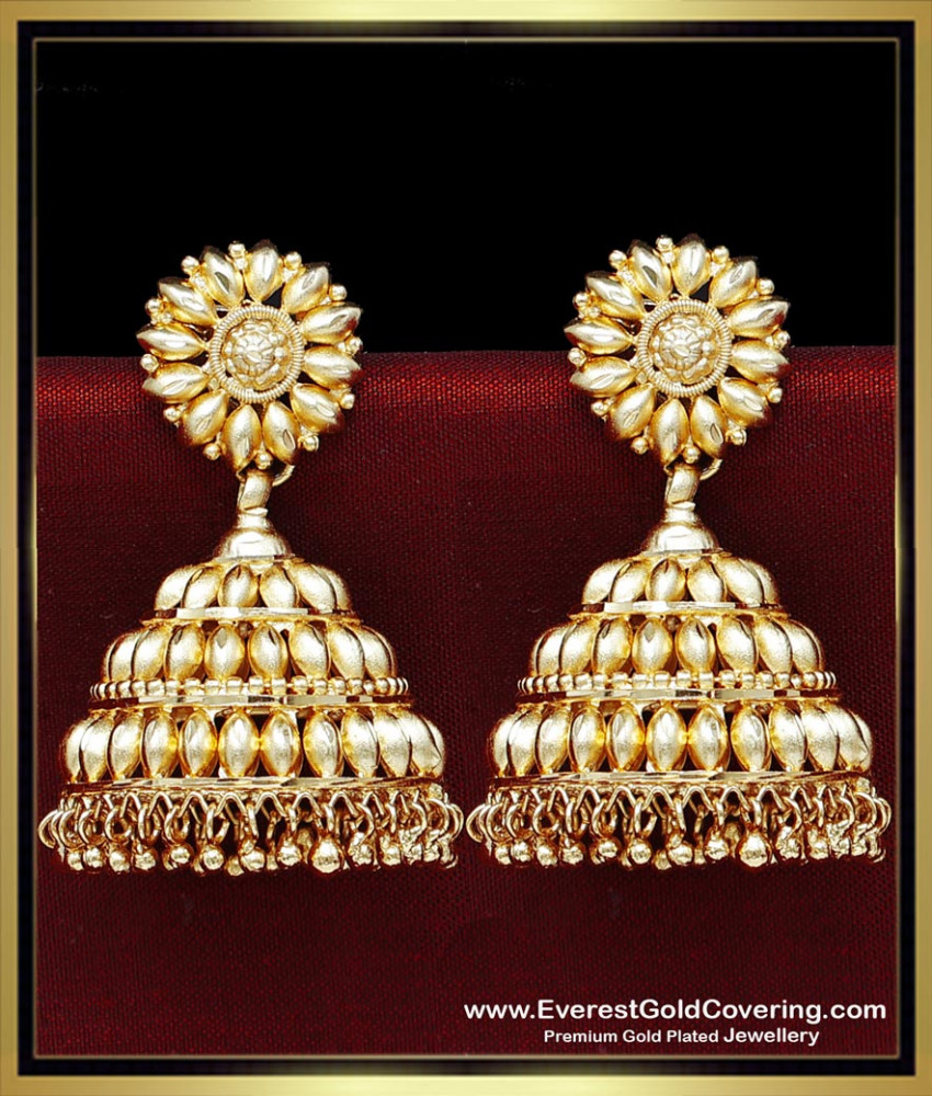 ERG2487 - Real Gold Model Big Kerala Golden Jhumka Artificial