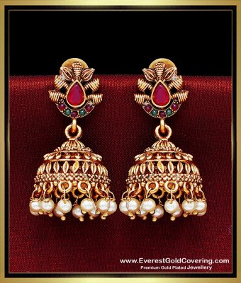 ERG2491 - New Temple Antique Jhumka Earrings Online Shopping