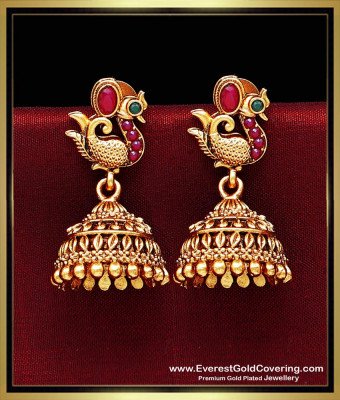 ERG2490 - Temple Jewellery Earrings Artificial Jhumkas for Saree