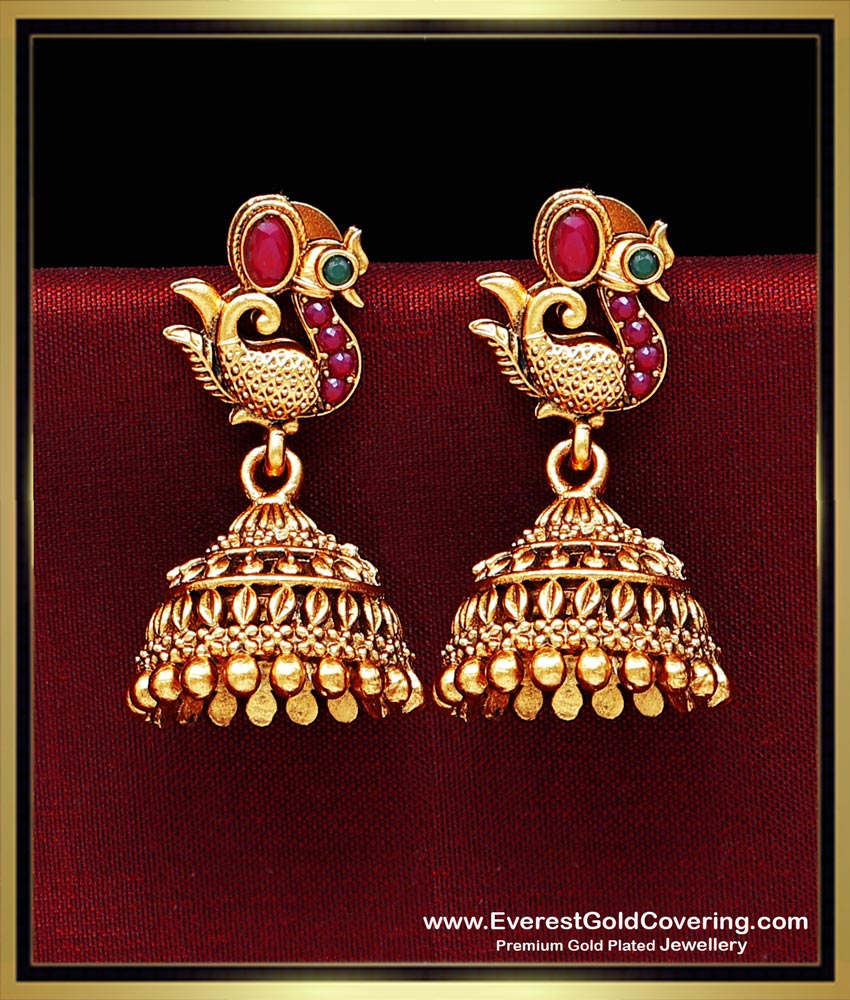 ERG2490 - Temple Jewellery Earrings Artificial Jhumkas for Saree