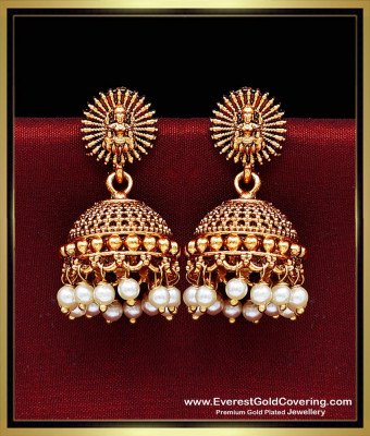 ERG2492 - New Daily Wear Antique Lakshmi Jhumkas for Women