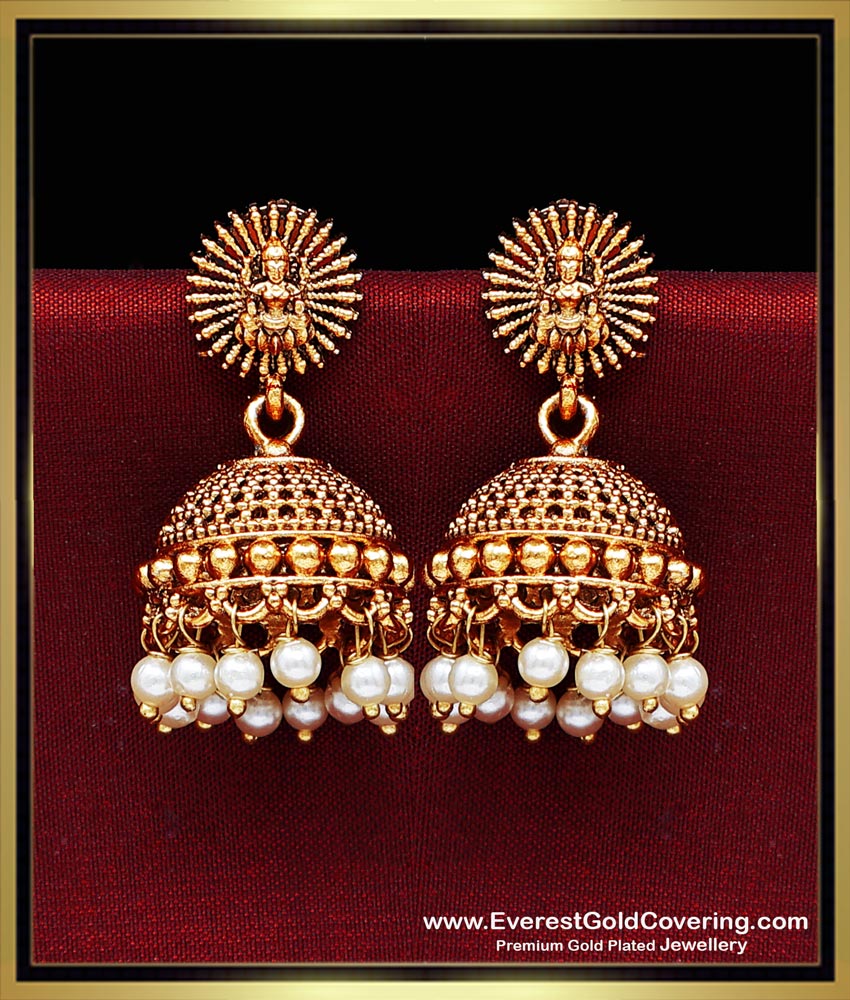 ERG2492 - New Daily Wear Antique Lakshmi Jhumkas for Women