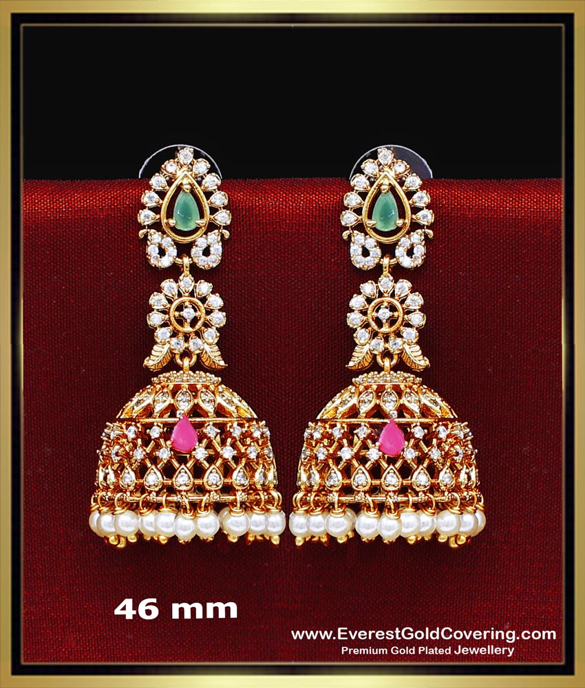 ERG2494 – Elegant Antique Ad Stone Antique Jhumkas Gold Plated