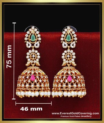 ERG2494 – Elegant Antique Ad Stone Antique Jhumkas Gold Plated