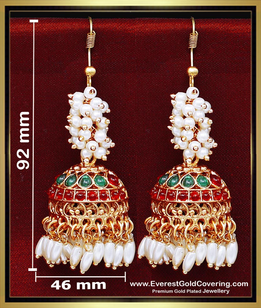 ERG2495 - Unique Hook Type Pearl Beads Antique Jhumkas Online