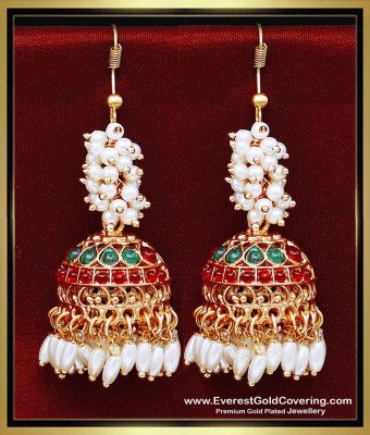 ERG2495 - Unique Hook Type Pearl Beads Antique Jhumkas Online