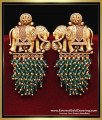 ERG2496 - Latest Elephant Design Antique Green Beads Earrings